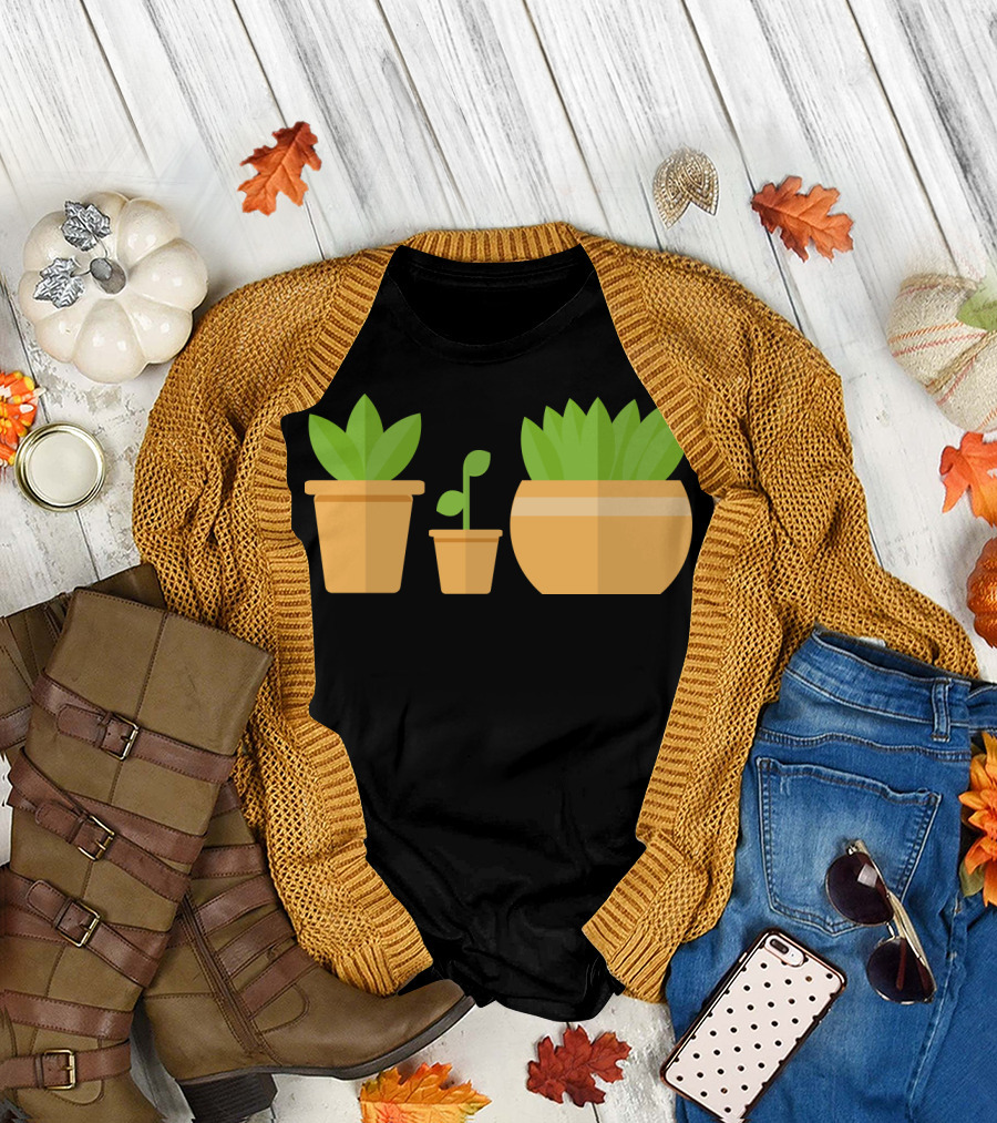 Plant Party With Three Potted Plants T-Shirt
