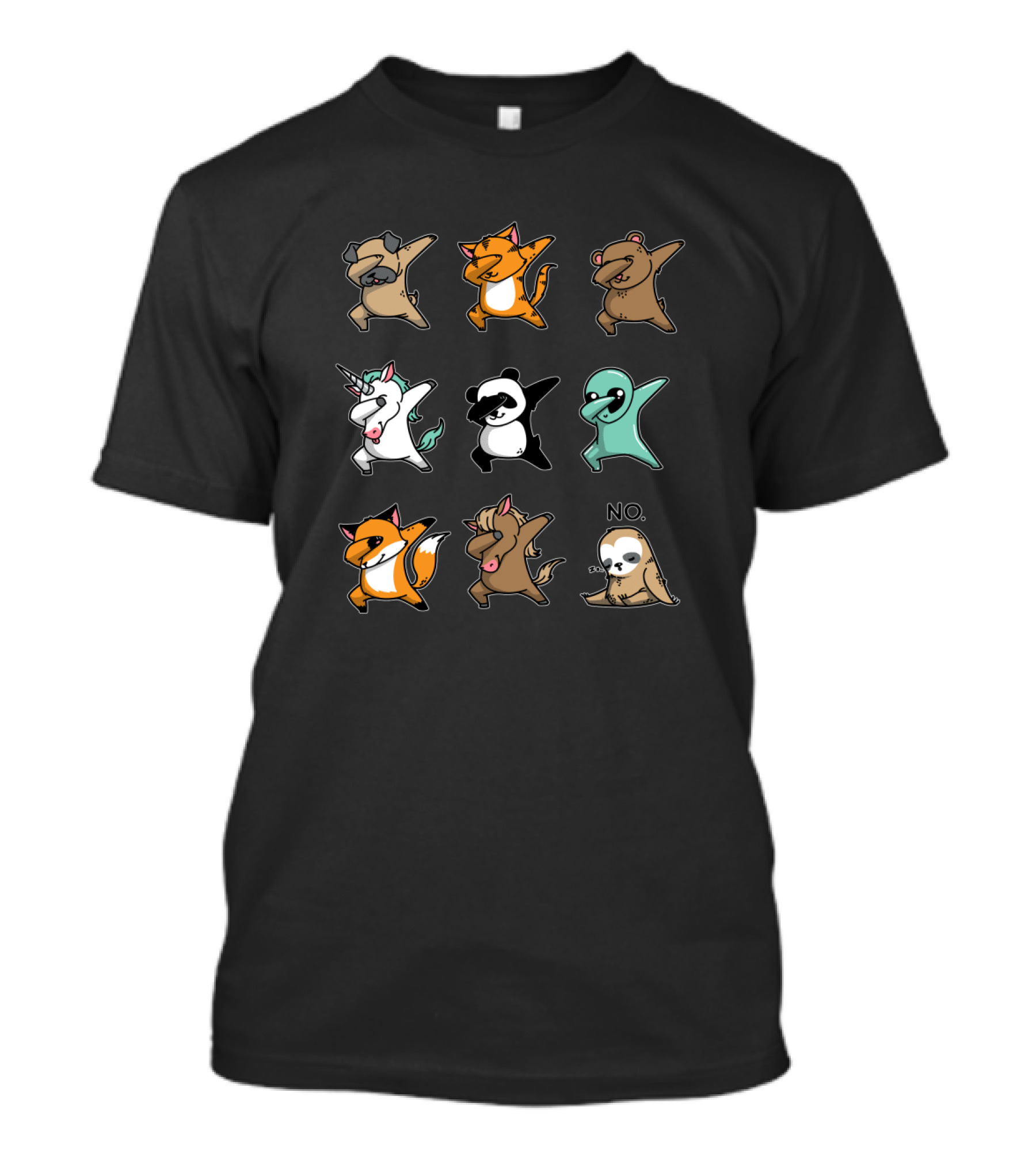 Dabbing Animals Unicorn Fox Panda Sloth Pug Bear Collection T-Shirt