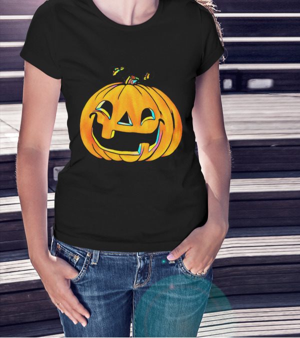 Colorful Laughing Party Pumpkin Halloween Jack O'Lantern T-Shirt