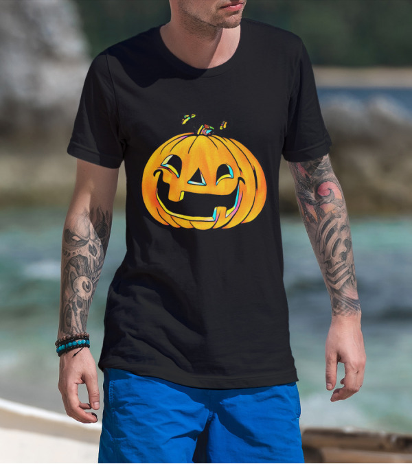 Colorful Laughing Party Pumpkin Halloween Jack O'Lantern T-Shirt