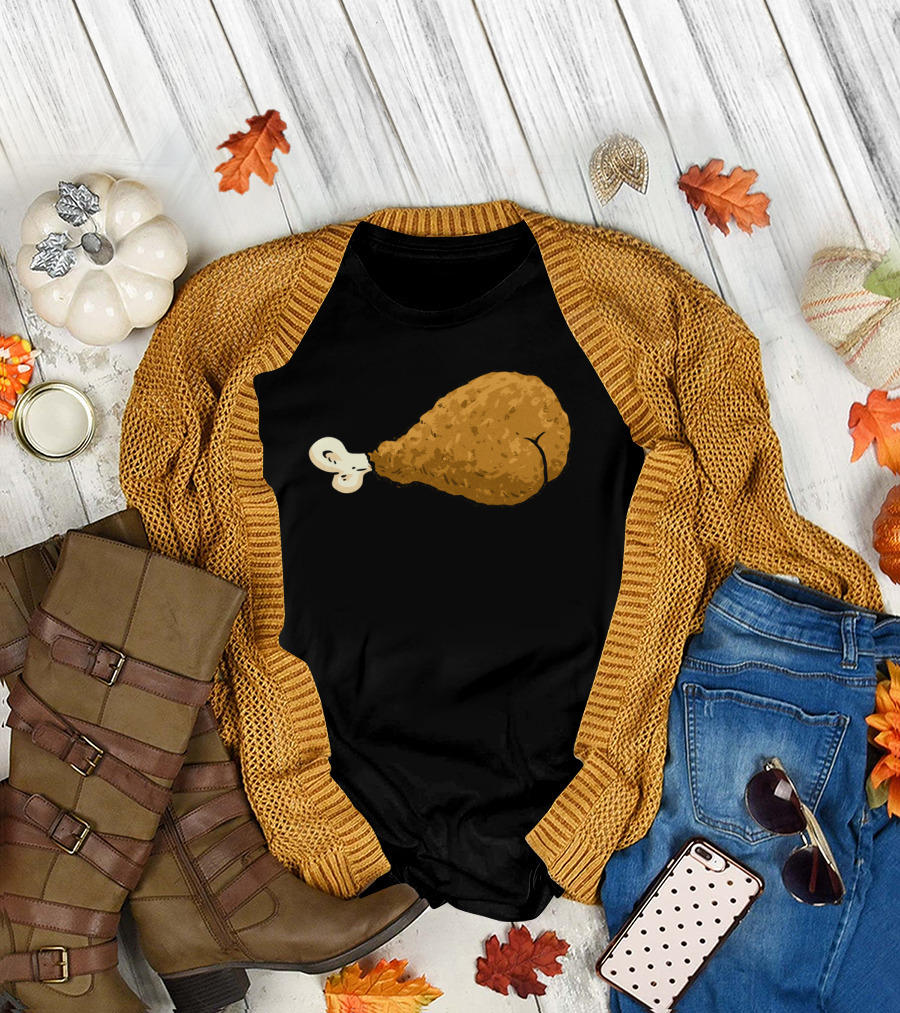 Chicken Butt Drumstick Humorous Visual Pun T-Shirt