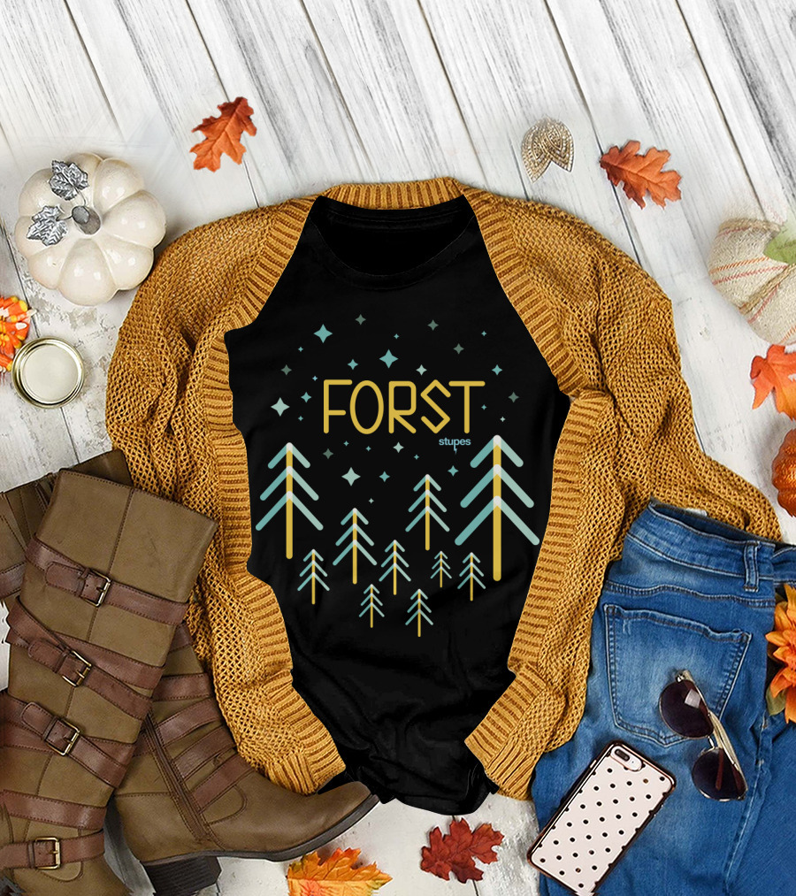 Forst Stupes Geometric Forest and Starry Night T-Shirt