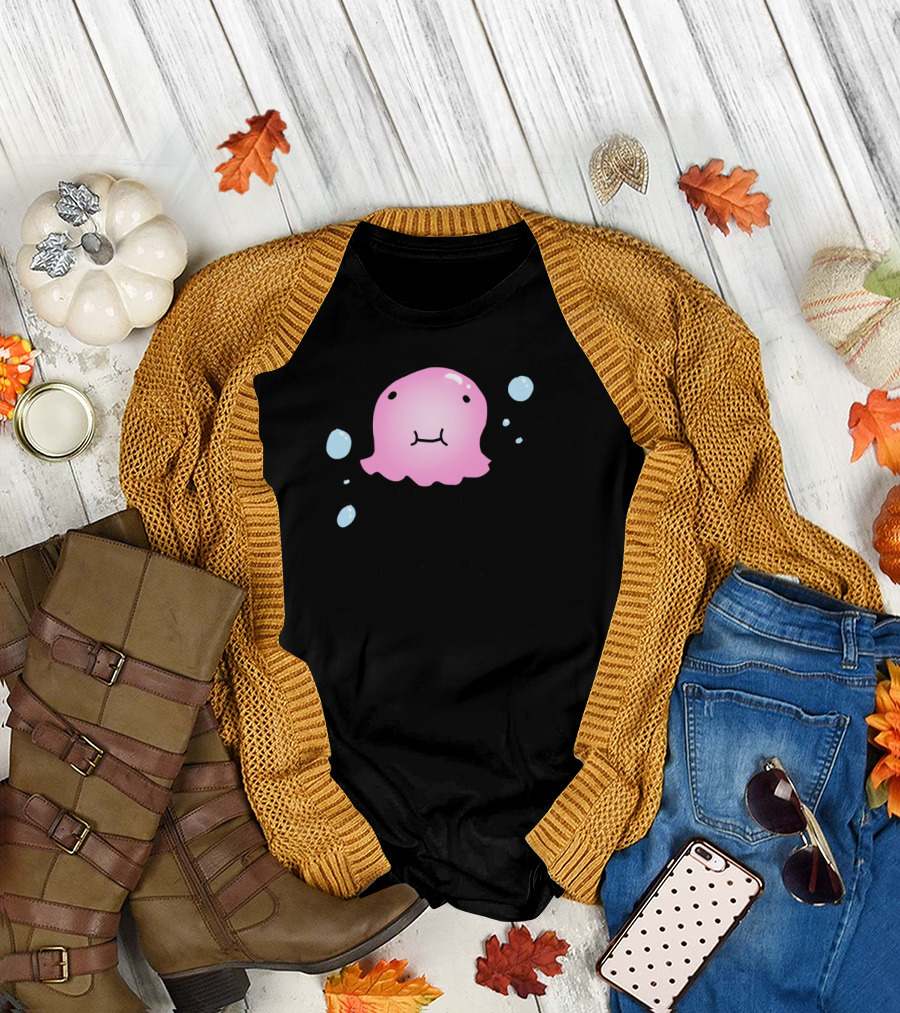 Kawaii Pink Jellyfish with Bubbles T-Shirt