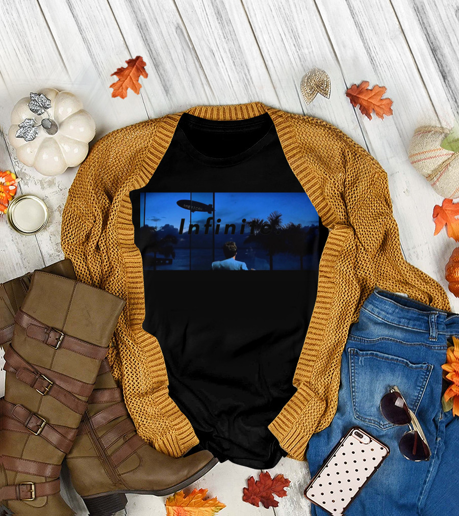 Infinite Blue Horizon Blimp Scene T-Shirt