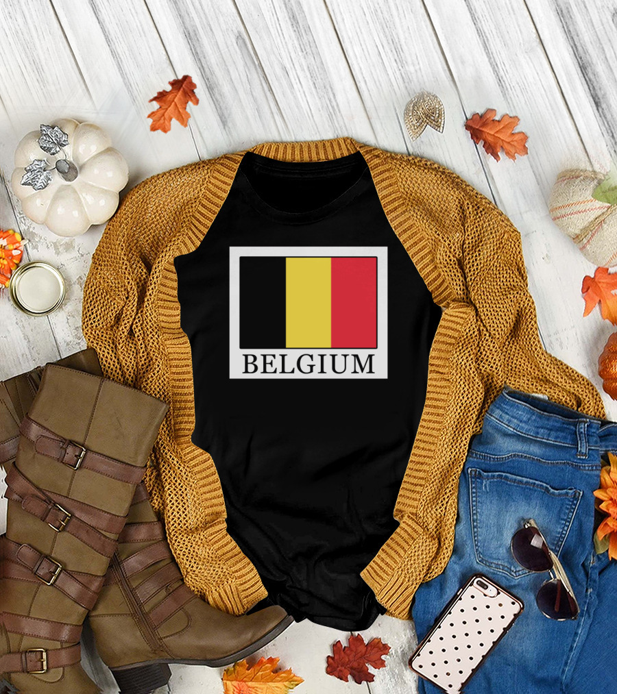 Belgium Black Yellow Red Flag Emblem T-Shirt