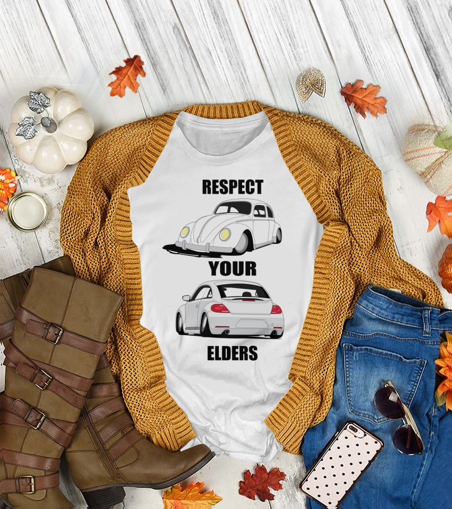 Respect Your Elders Classic and Modern Beetle Cars Vintage T-Shirt