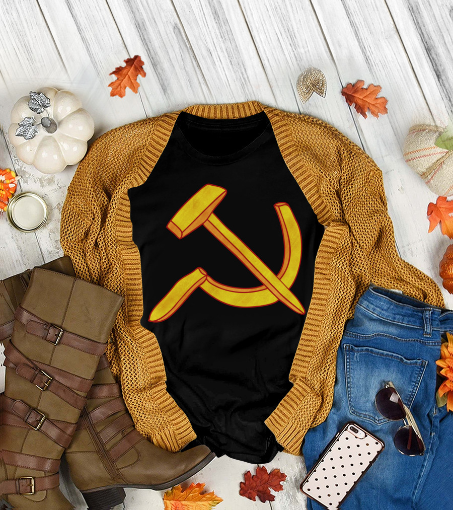 Golden French Fry Hammer and Sickle Russian Fries T-Shirt