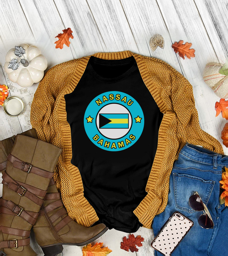Nassau Bahamas Bahamas Flag Circular Emblem With Stars T-Shirt