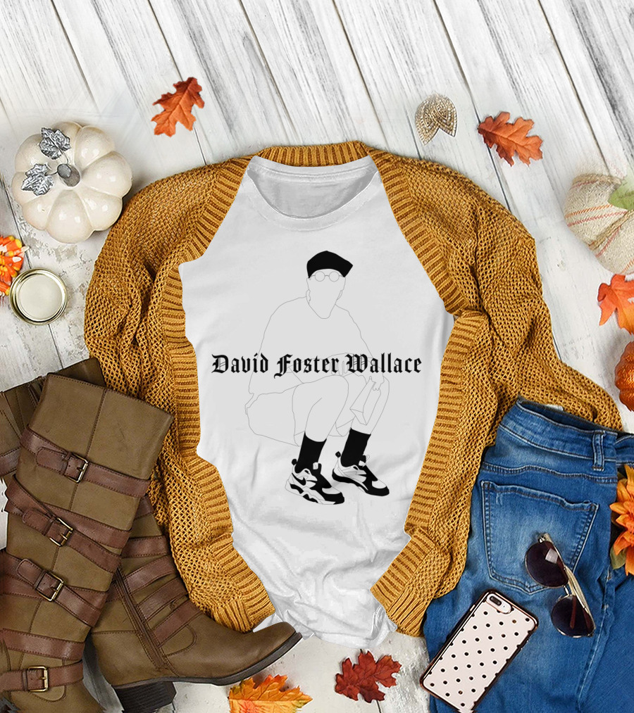 David Foster Wallace Squatting Silhouette with Sneakers and Hat T-Shirt
