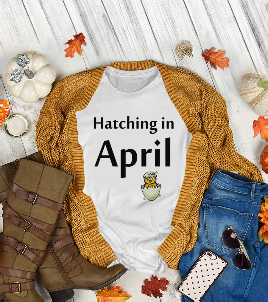 Hatching in April Eggshell Chick Cartoon T-Shirt