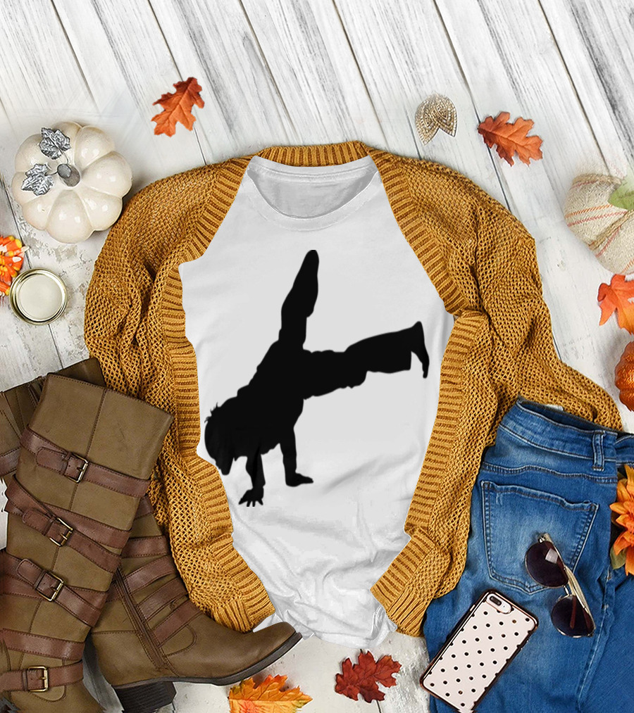 Bboying Keep Calm Breakdancer Silhouette Handstand Movement T-Shirt
