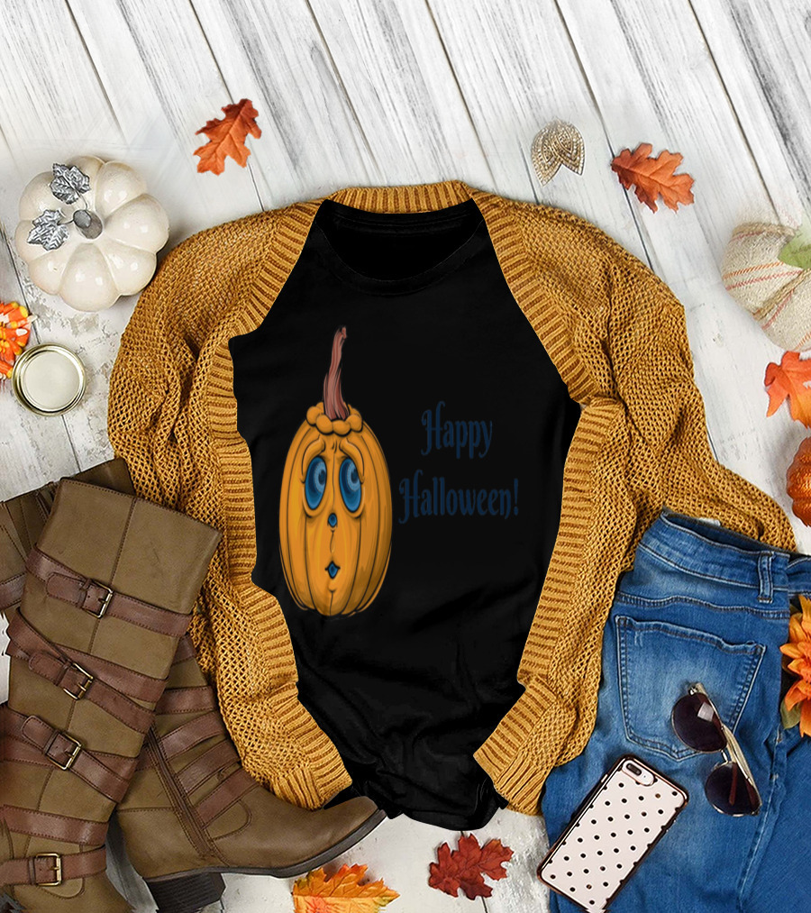 Worried Pumpkin Happy Halloween T-Shirt