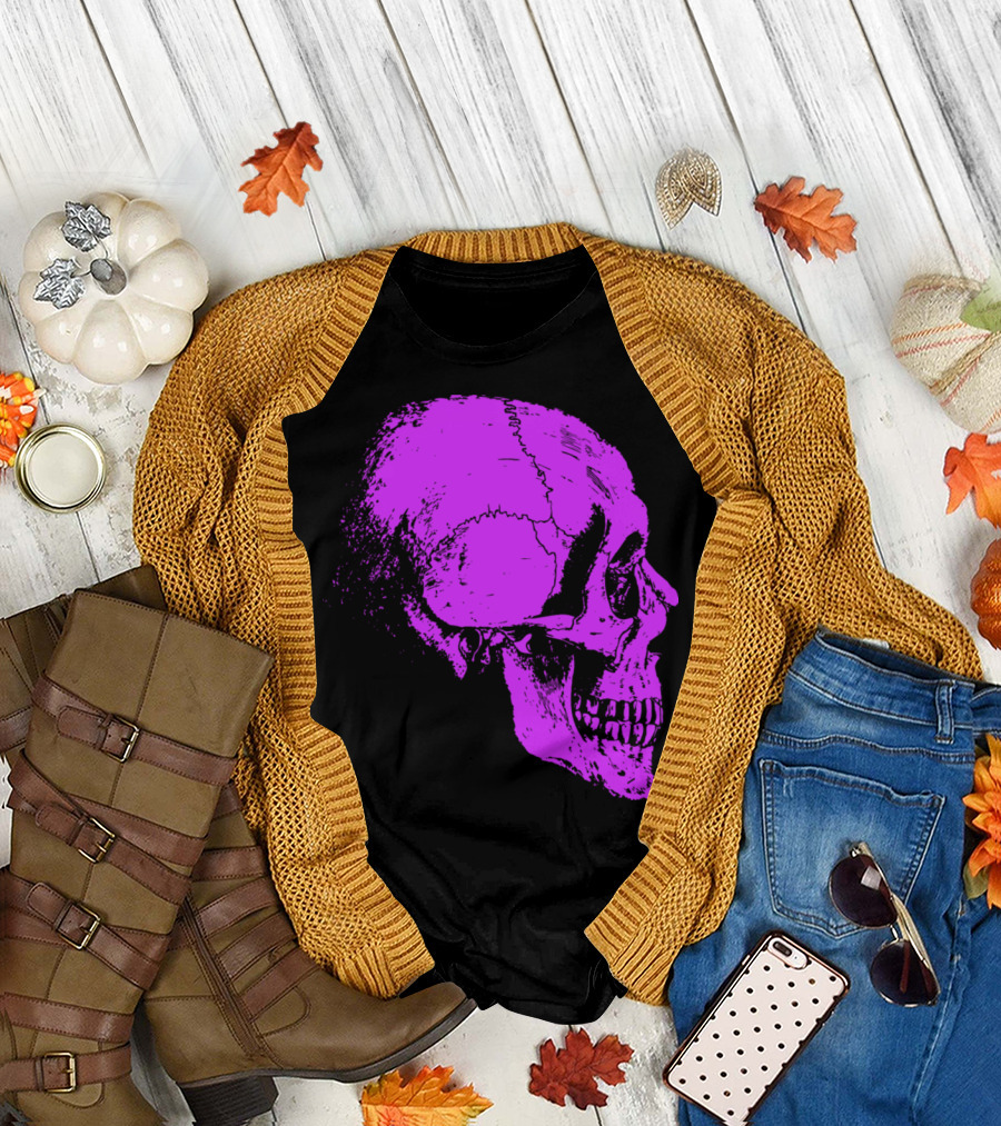 Girly Skeleton Head Pink Skull T-Shirt