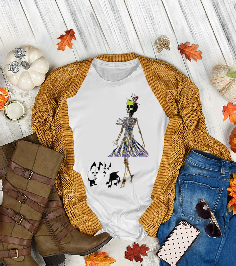 Out Walking the Dogs Skel Skeleton with Pets Dress Hat T-Shirt