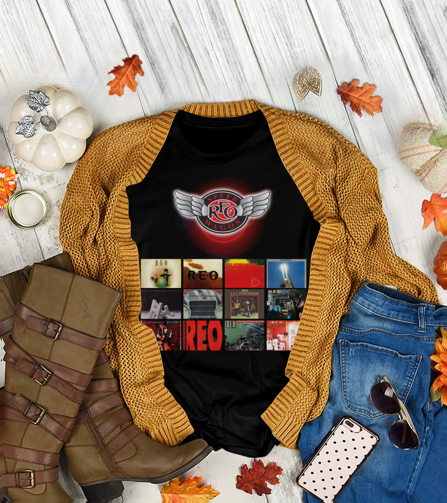 REO Speedwagon Album Covers with Iconic Band T-Shirt
