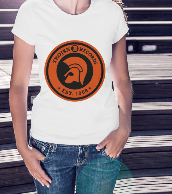 TROJAN RECORDS EST. 1968 Iconic Helmet Logo Emblem T-Shirt