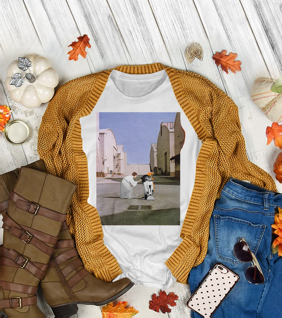 Wish You Were Leia with Princess and Droid in Iconic Courtyard Scene T-Shirt