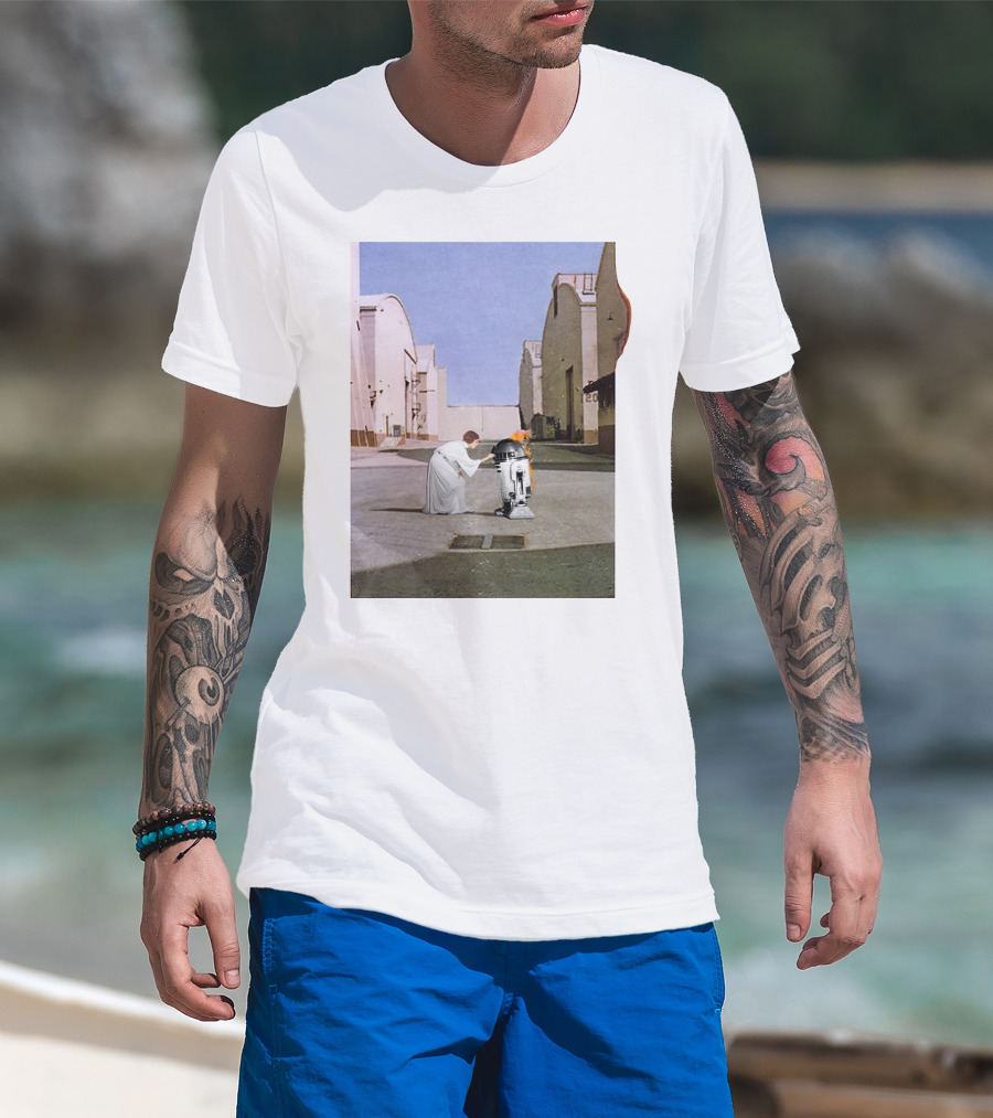 Wish You Were Leia With Princess And Droid In Iconic Courtyard Scene T-Shirt