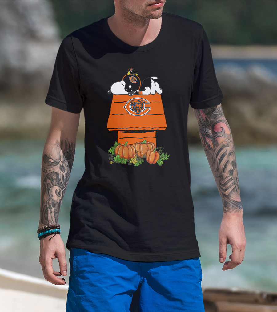 Chicago Bears Snoopy And Pumpkins House T-Shirt