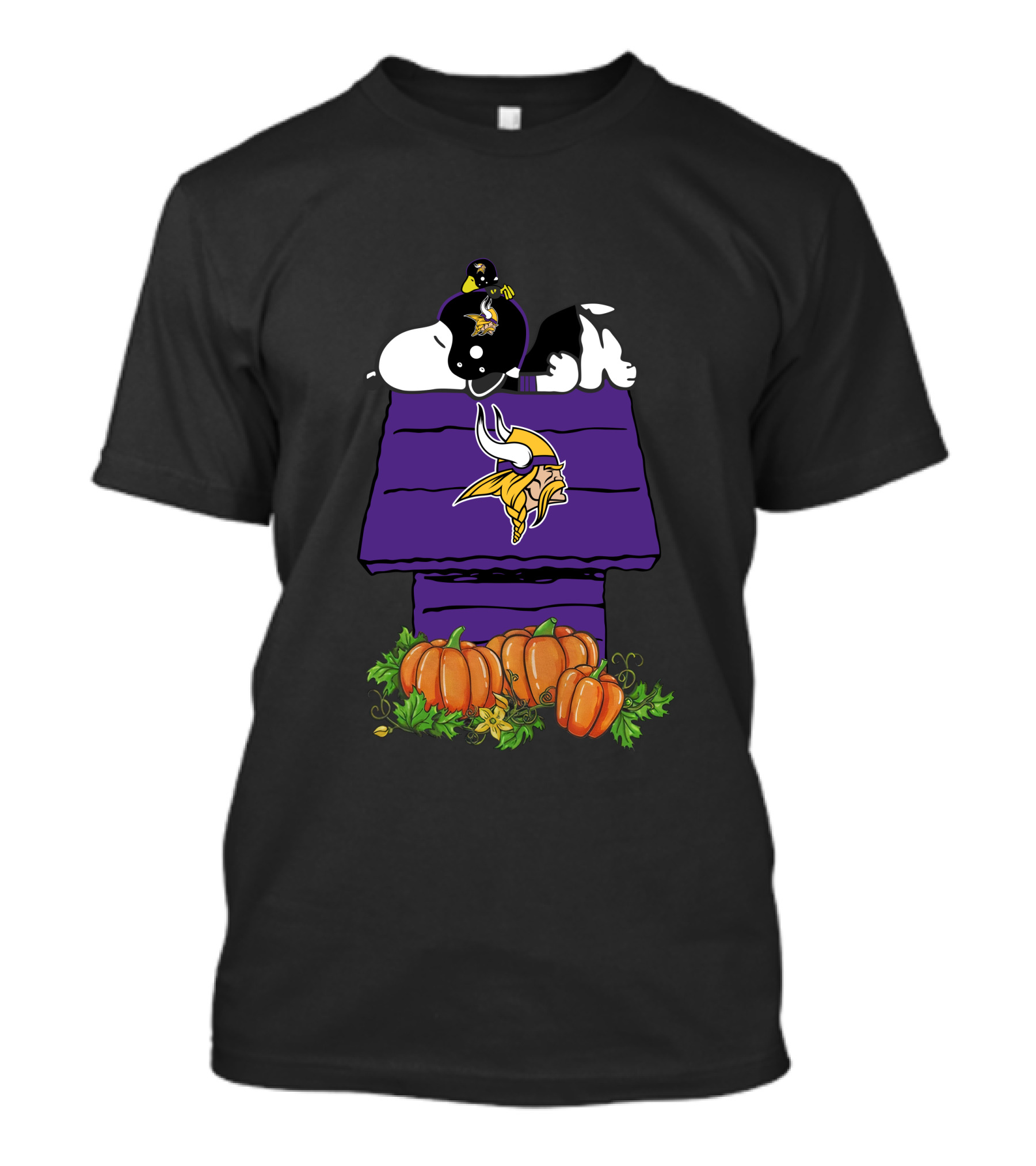 Minnesota Vikings Snoopy Doghouse Pumpkins T-Shirt