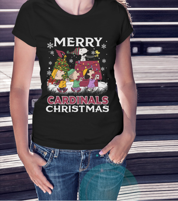 Merry Cardinals Christmas Snoopy And Friends Peanuts Holiday T-Shirt