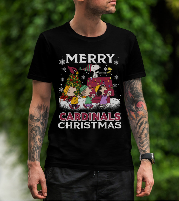 Merry Cardinals Christmas Snoopy And Friends Peanuts Holiday T-Shirt