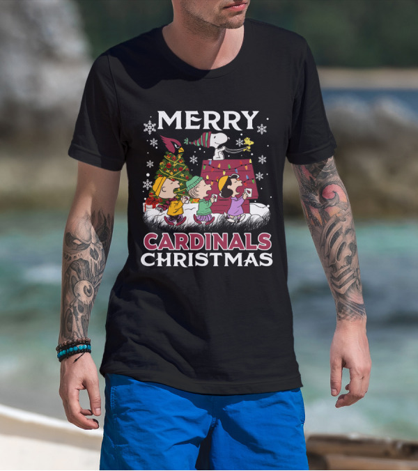 Merry Cardinals Christmas Snoopy And Friends Peanuts Holiday T-Shirt