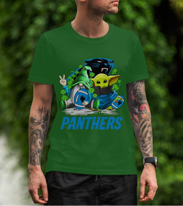 Panthers St. Patrick’s Day Football Gnome And Baby Alien T-Shirt