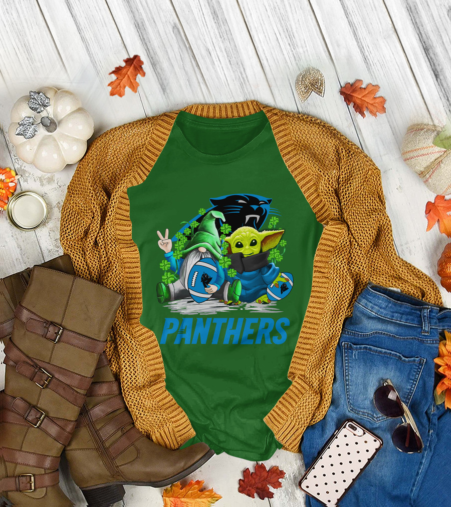 Panthers St. Patrick’s Day Football Gnome and Baby Alien T-Shirt