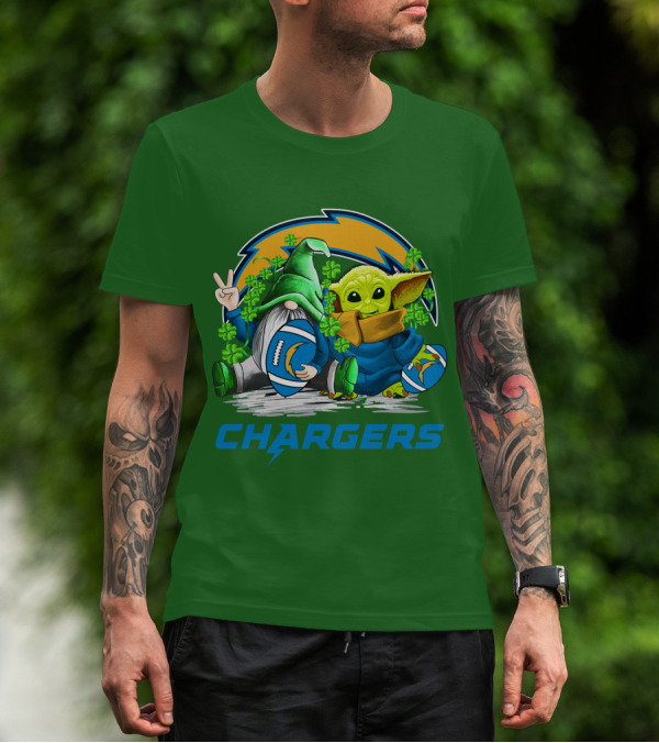 Los Angeles Chargers St. Patrick’s Day Football Gnome And Baby Alien T-Shirt