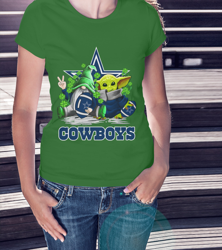 Cowboys Gnome Baby Yoda Football St. Patrick's Day T-Shirt