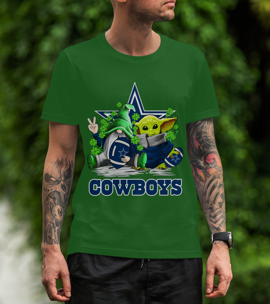 Cowboys Gnome Baby Yoda Football St. Patrick's Day T-Shirt