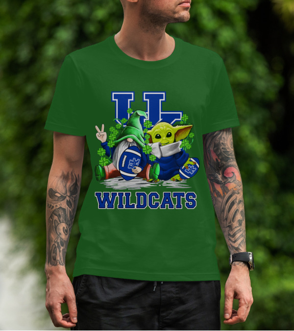 Kentucky Wildcats Football St. Patrick’s Day Shamrock Gnome And Green Alien T-Shirt