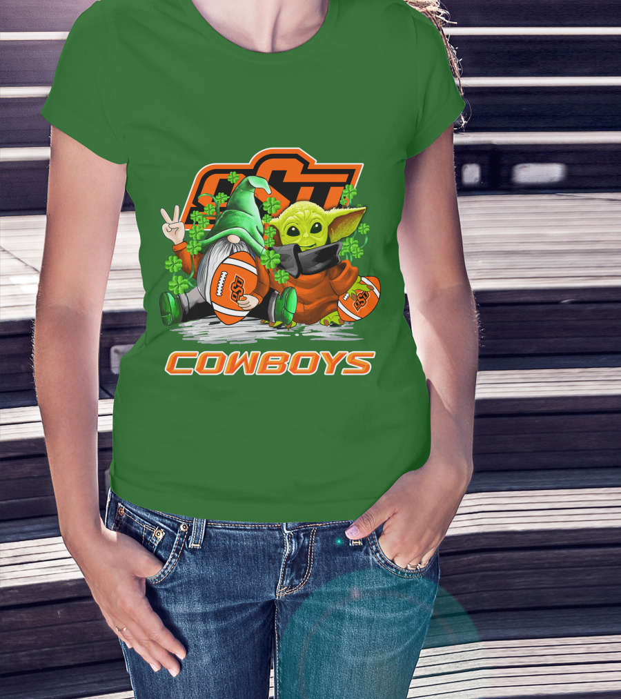 Oklahoma State Cowboys Football St. Patrick’s Day Yoda And Gnome T-Shirt