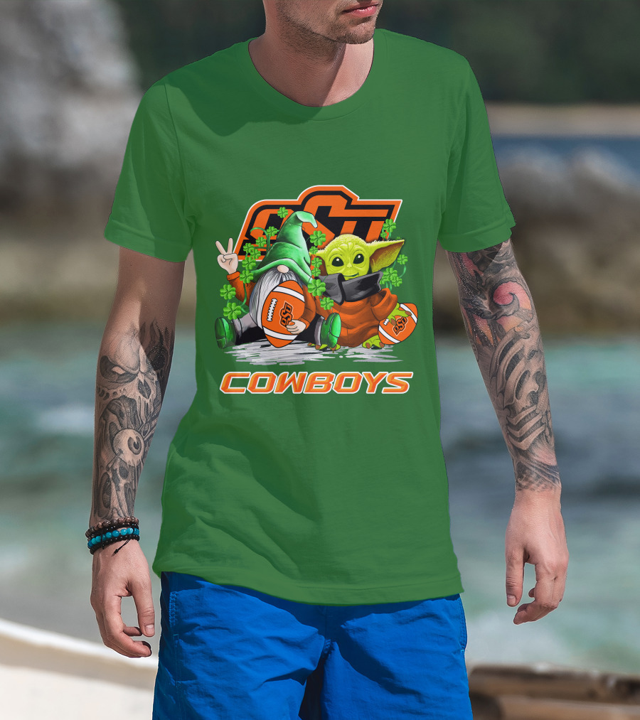Oklahoma State Cowboys Football St. Patrick’s Day Yoda And Gnome T-Shirt