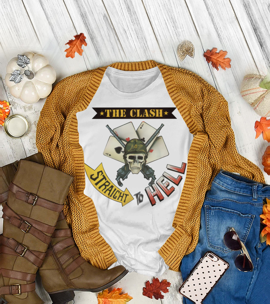 The Clash Straight To Hell Skull Soldier with Cards and Guns T-Shirt