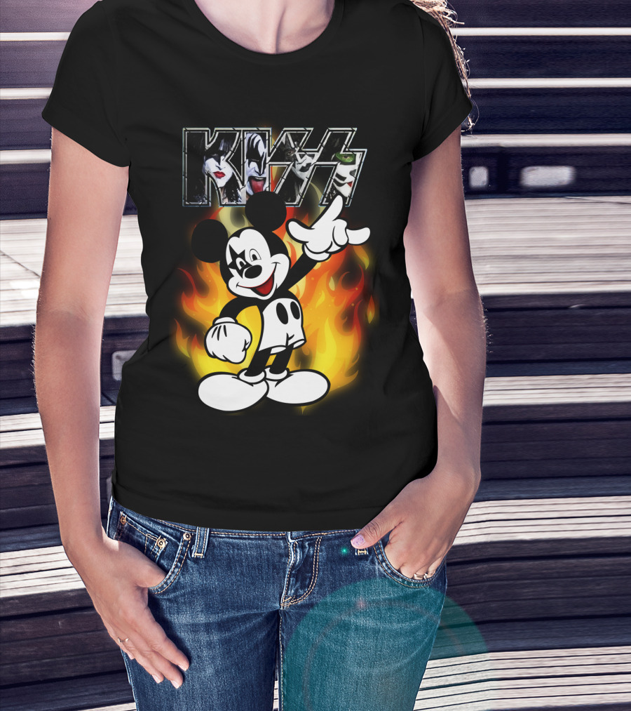 KISS Mickey Mouse Fire T-Shirt
