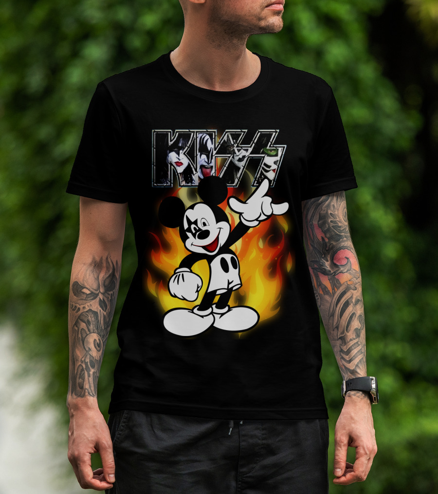 KISS Mickey Mouse Fire T-Shirt