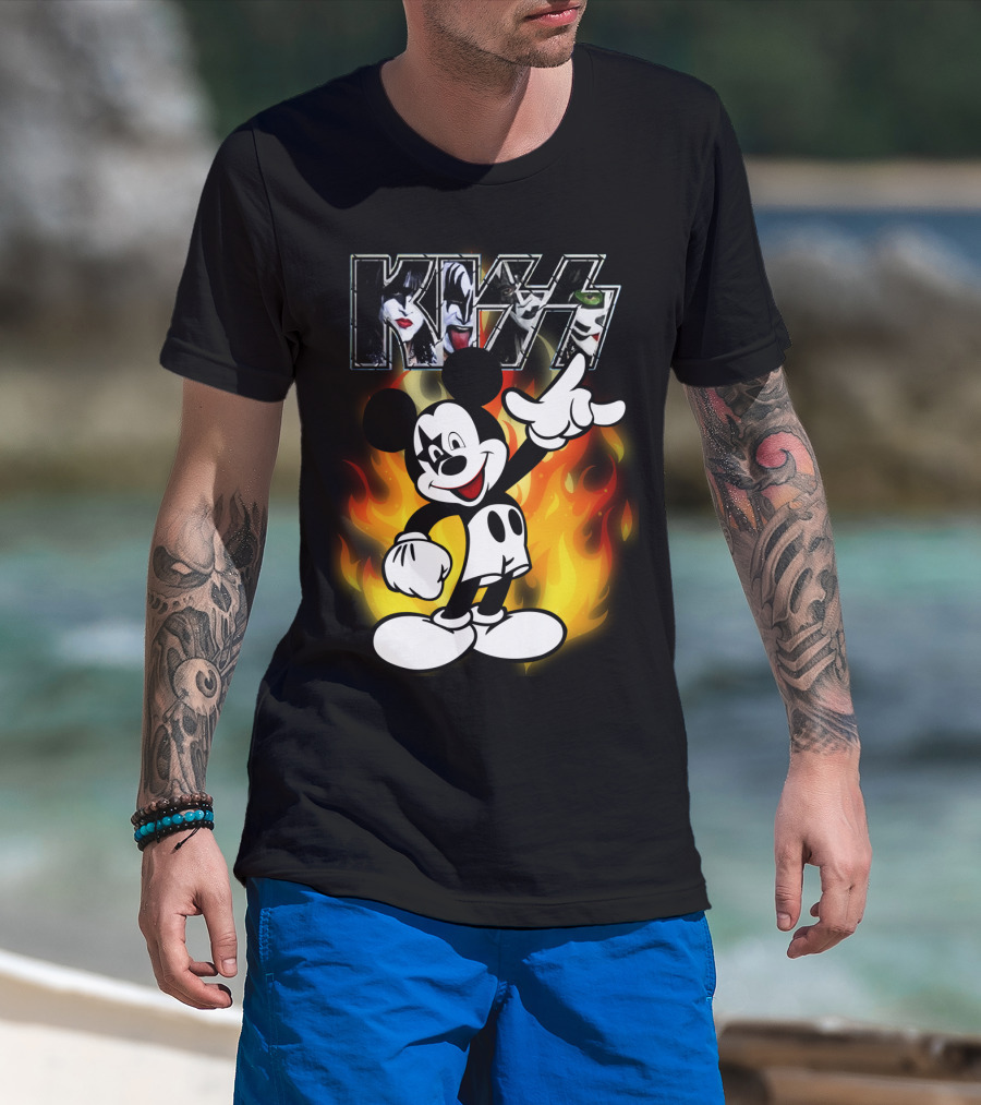 KISS Mickey Mouse Fire T-Shirt