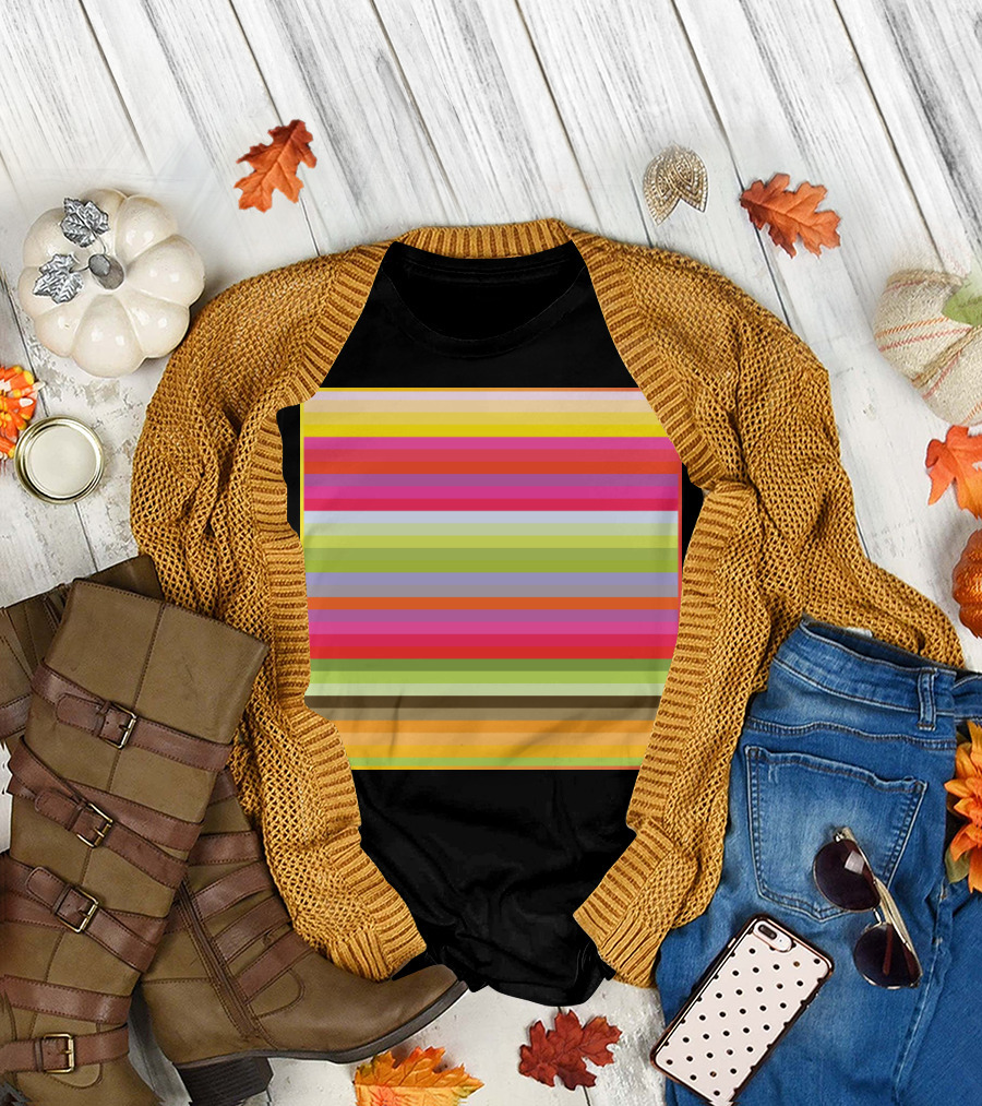 Bold Colorful Stripe Pattern 'DoorModernity' Visual T-Shirt