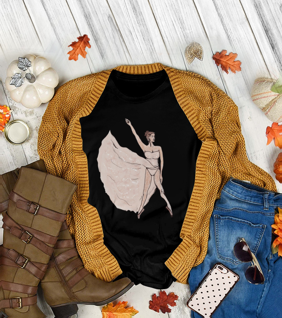 Dancer in Beige Flowing Ballet Motion T-Shirt