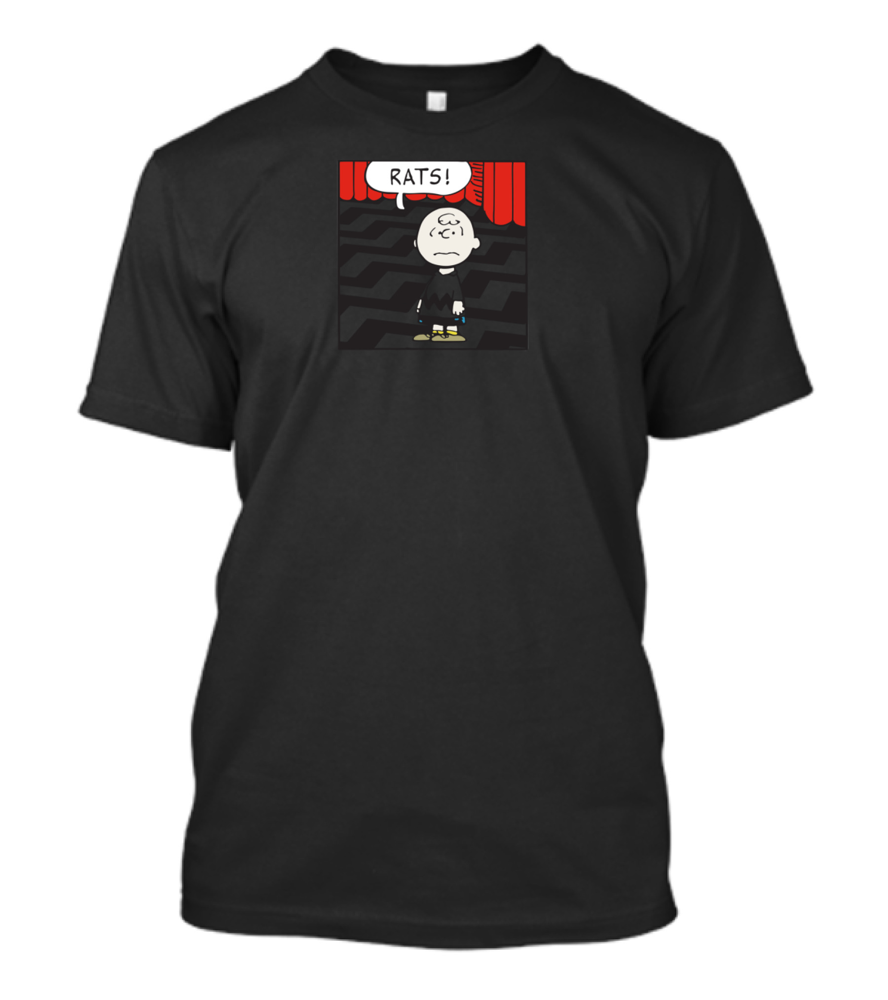 Charlie Brown RATS Black Lodge Red Curtains T-Shirt