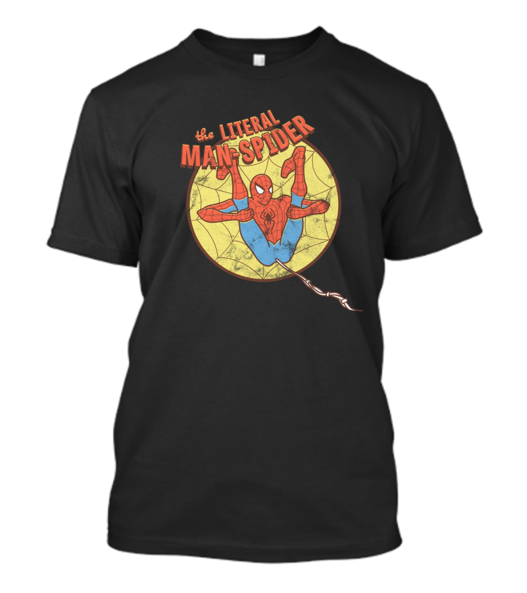 The Literal Man Spider Web-Slinging Comic Style Web Background T-Shirt