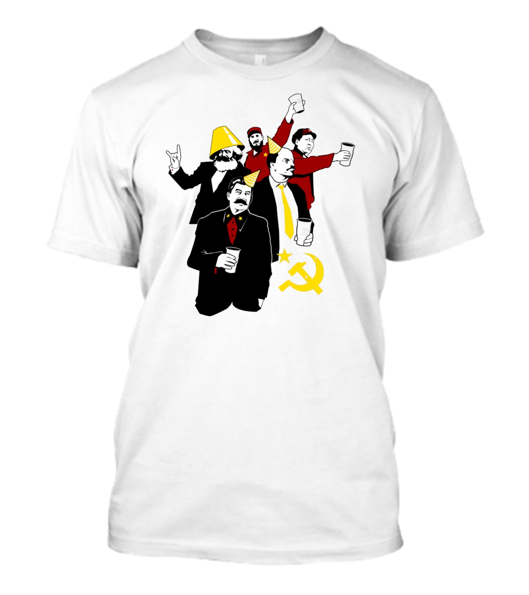 Iconic Communist Figures Celebrate Partying With Lenin, Stalin, And Marx Hammer And Sickle T-Shirt