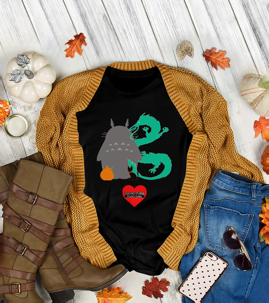 Studio Ghibli Totoro Dragon Cat Heart T-Shirt
