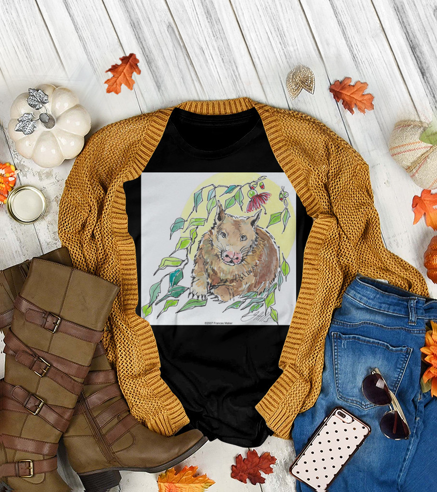 Frances Maber 2007 Illustration of Willit the Wombat with Eucalyptus Under the Gum Tree T-Shirt