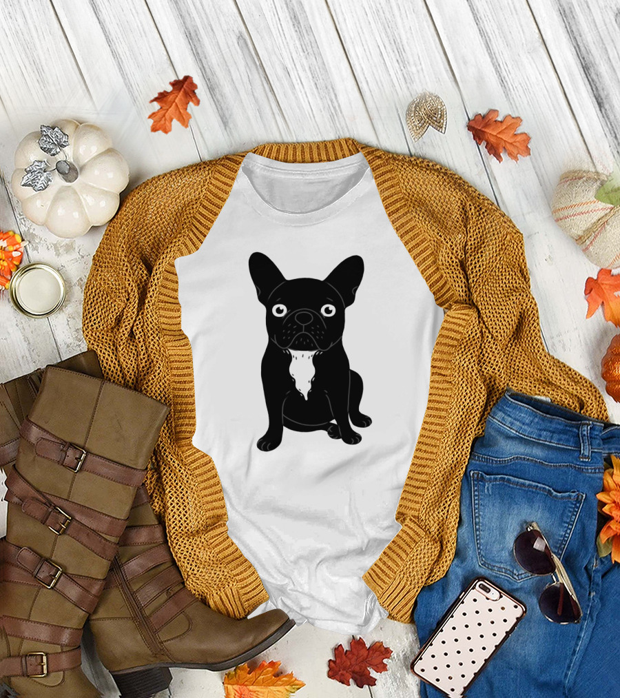 Brindle Frenchie Love and Attention Illustration with Cute French Bulldog T-Shirt