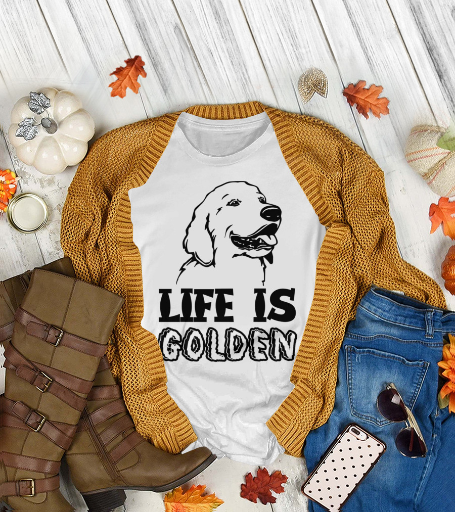 Life Is Golden with Golden Retriever Smile T-Shirt