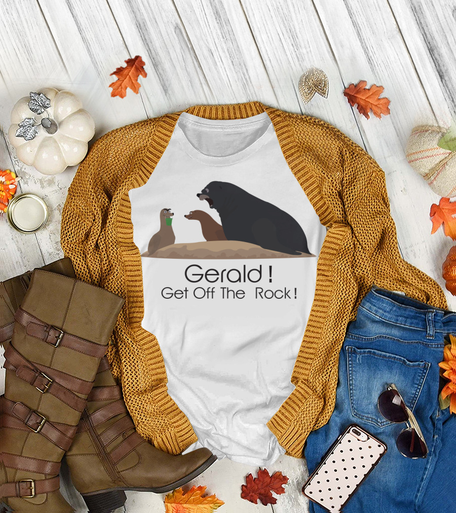 Gerald Get Off the Rock Animated Sea Lions Confrontation T-Shirt