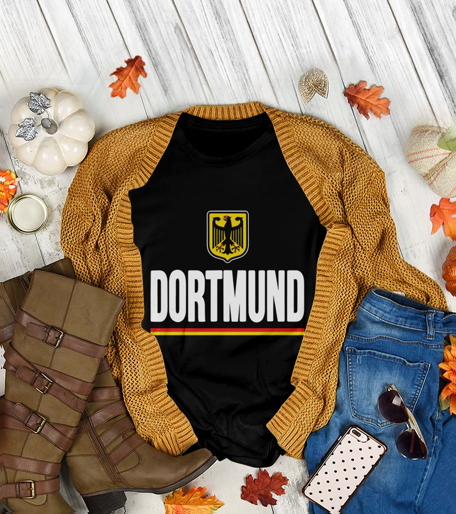 Dortmund Germany Eagle Emblem with German Flag Colors T-Shirt